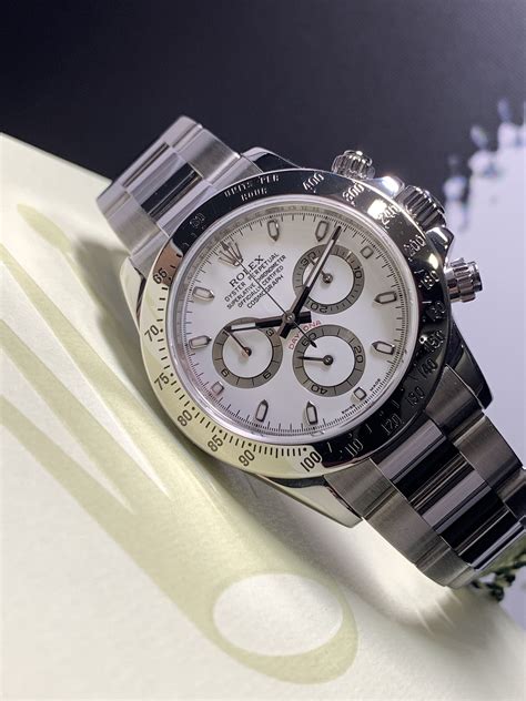 rolex daytona white dial steel|rolex daytona 116520 40 mm.